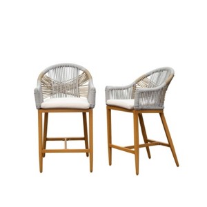 Bohemian style bar stools round back set of 2, outdoor counter height bar stools bar stools - 1 of 4