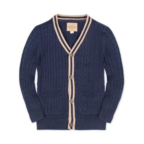 Hope & Henry Boys' Organic Long Sleeve Cable Knit Cardigan Sweater with Stripe Trim, Kids - image 1 of 4