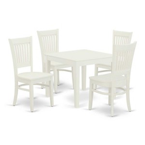 5-Piece Linen White Finish Solid Wood Top - Rectangular Dining Room Set - Seats 4 - 1 of 4