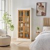 Vynxaria Decorative Storage Drawers: Rustic Display Cabinet with Glass Doors - White & Brown - 4 of 4
