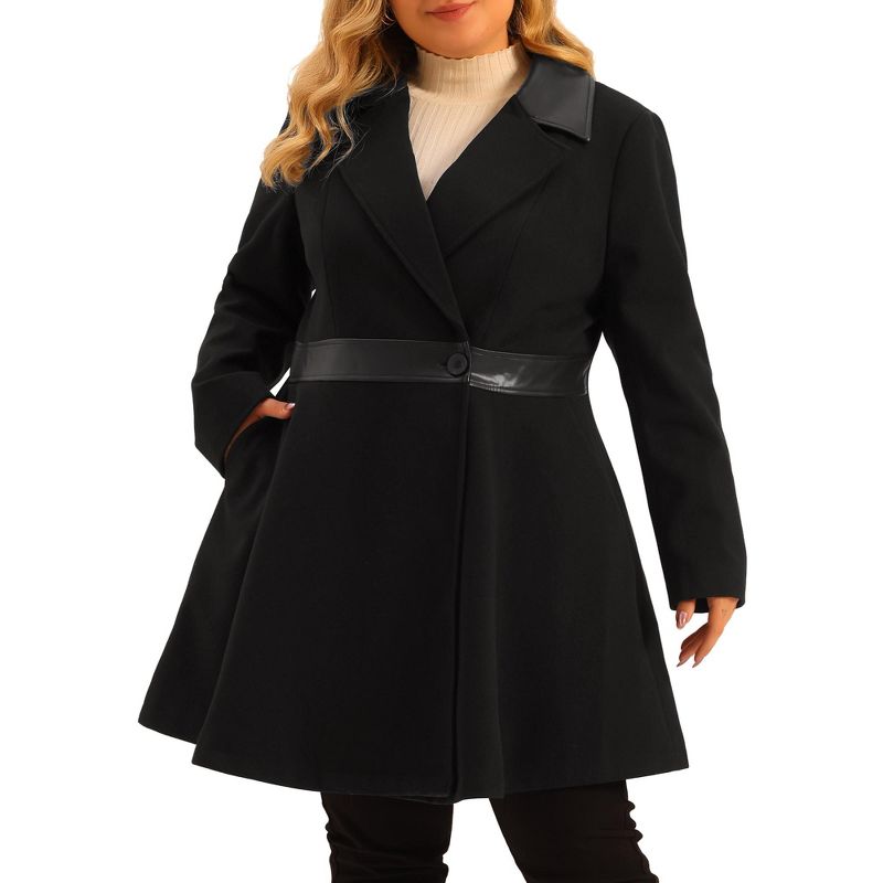 Agnes Orinda Women's Plus Size Fashion Notched Lapel Single Breasted Long Overcoats, 2 of 6