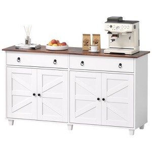 Snynuxx 55'' Sideboard Cabinet with Drawer & Adjustable Shelves-White - 1 of 2