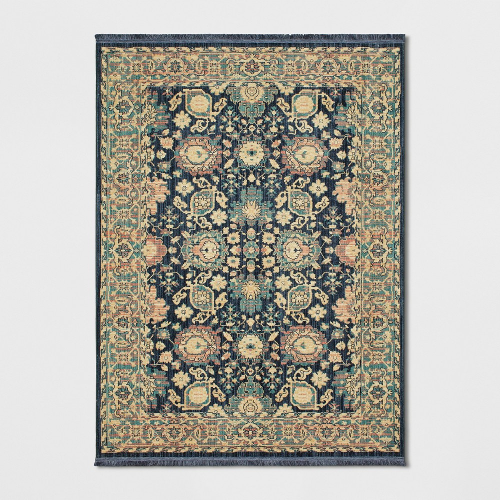 5'X7' Persian Style with Fringe Border Woven Area Rug Indigo - Threshold™