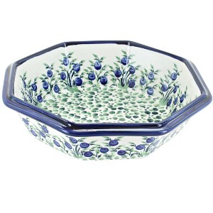 Blue Rose Polish Pottery 238 Zaklady Large Octagonal Bowl - 1 of 1