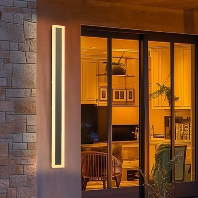 DORESshop 43 in. 30W 1-Light Matte Black Modern Integrated LED Outdoor Wall Light Waterproof Porch Light