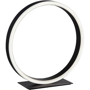 360 Lighting Looped Ring 10" High Small Modern Accent Table Lamp LED Black Metal Single White Shade Living Room Bedroom Bedside Nightstand House - 1 of 4