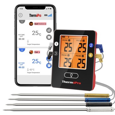 Thermopro Tp901w 350ft Wireless Meat Thermometer Digital, Smart Bluetooth  Meat Thermometer For Cooking Grilling And Smoking In : Target