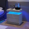 Paaaawaters Nightstand LED Bedside Table Cabinet Lights Modern End Side with 2 Drawers for Bedroom - 3 of 4