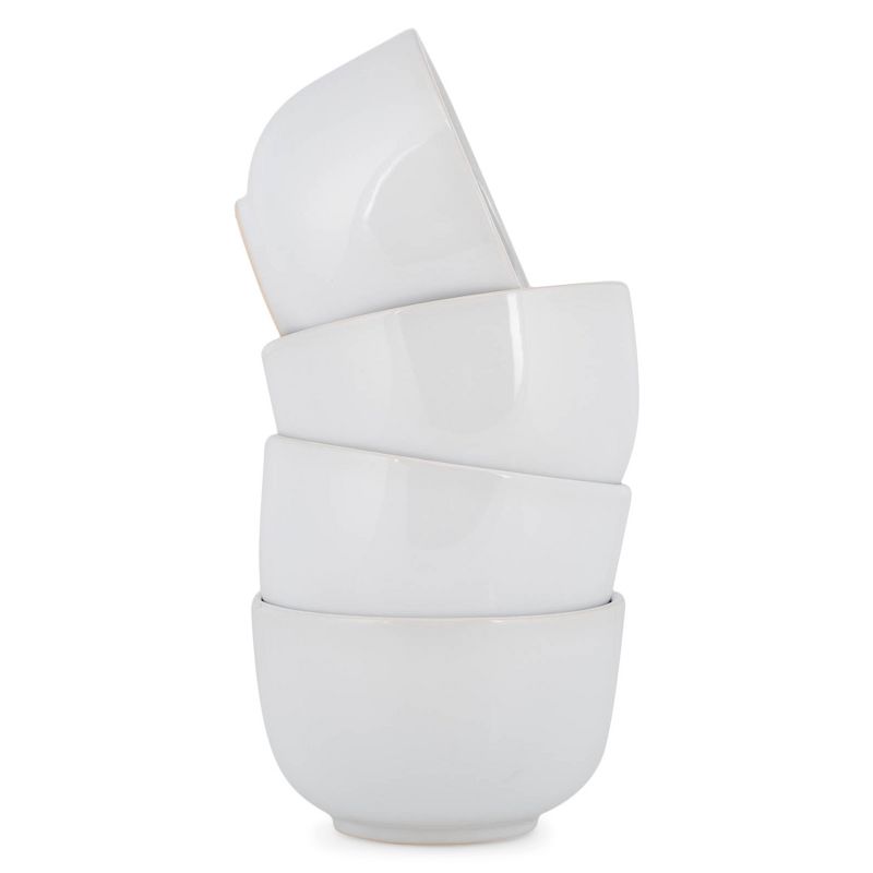 Elanze Designs Bistro Glossy Ceramic 4 inch Dessert Bowls Set of 4, White, 1 of 7