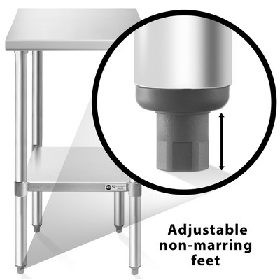 KUTLER Heavy Duty Stainless Steel Kitchen Prep Table with Adjustable Shelf
