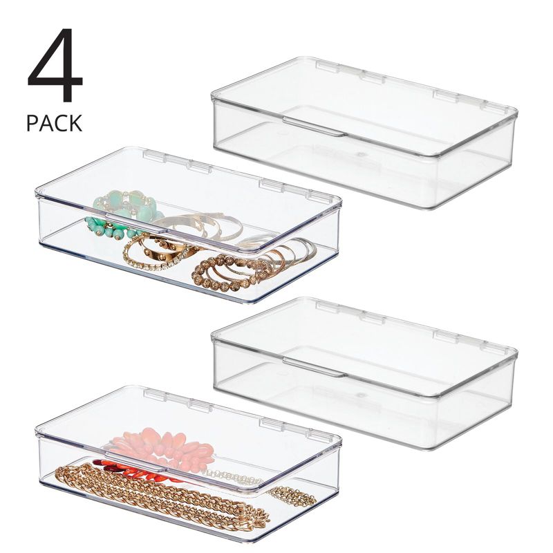 mDesign Plastic Bedroom Closet Storage Organizer Box, Hinged Lid, 2 of 9