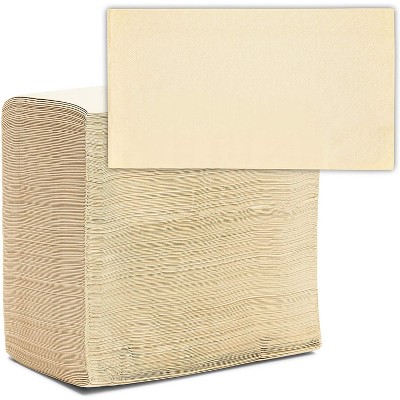 Blue Panda 200-Pack Bamboo Dinner Napkins, Natural Beige, Disposable Napkins, Bathroom Paper Guest Towels, 6.5"