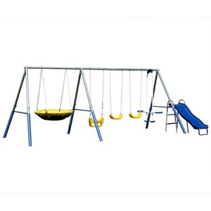 Sportspower Swing and Play Galvanized Metal with 2 Standing Kids' Roman Glider Saucer Swing Set - 1 of 4