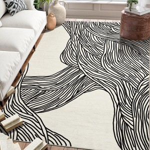 Abstract Machine Washable Rugs Non-Slip Contemporary Carpet - 1 of 4