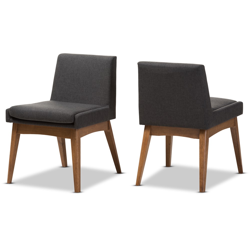 Photos - Chair Set of 2 Nexus Mid Century Modern Walnut Wood Fabric Upholstered Dining Si