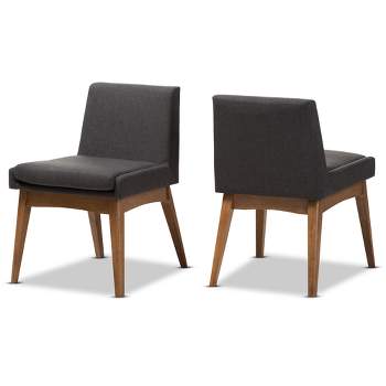 Set of 2 Nexus Mid Century Modern Walnut Wood Fabric Upholstered Dining Side Chair - Baxton Studio
