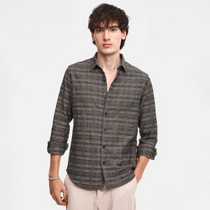Campus Sutra Men Men's Olive Brown Tartan Plaid Shirt - 1 of 4