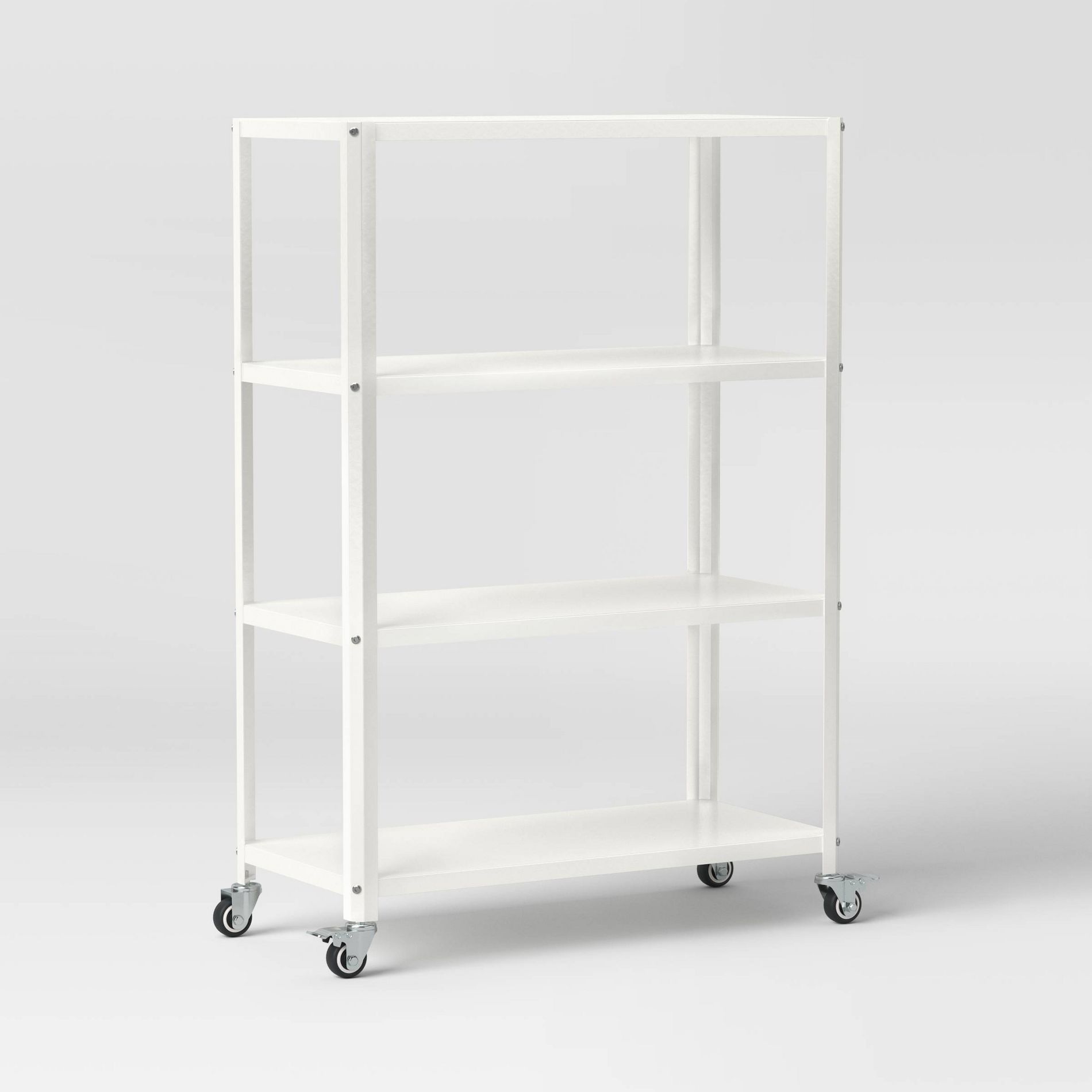 Small 44" 3 Shelf Rolling Metal Bookcase Chalk White - Room Essentials™