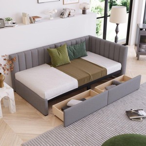 Streamdale Twin Size Daybed with Storage Drawers, Gray Linen - 1 of 4