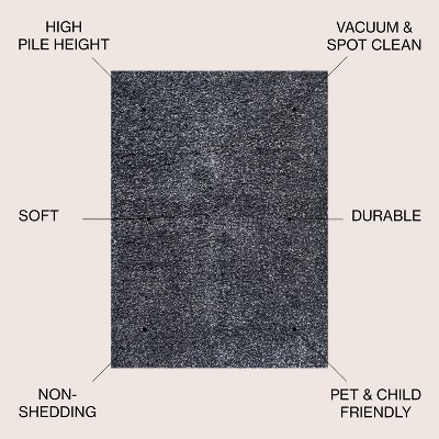 Denim Blue Rectangular Shag 4' x 6' Synthetic Area Rug