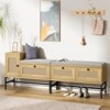 Homhougo Shoe Storage Bench with Drawer and Cabinet, Rattan Oak Wood - 3 of 4