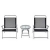 Tangkula 3 Piece Patio Folding Chair Set w/ Coffee Table & Extra-Large Seat Porch Backyard Poolside - 2 of 4