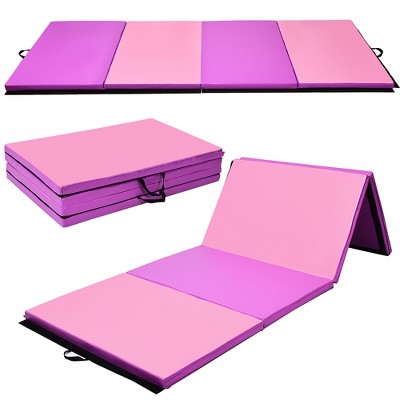 Costway 4'x 8'x 2'' Folding Gymnastics Exercise Mat W/Handle Aerobics  Stretch Yoga