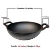 Amber Sports Cast Iron Deep Kadai Wok with Dual Handles, Heavy-Duty Cooking Pot for Deep Frying, Induction, Grill & Open Flame Compatible - 3 of 4