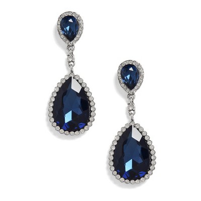SOHI Women's Blue  Teardrop Stone Drop Earrings