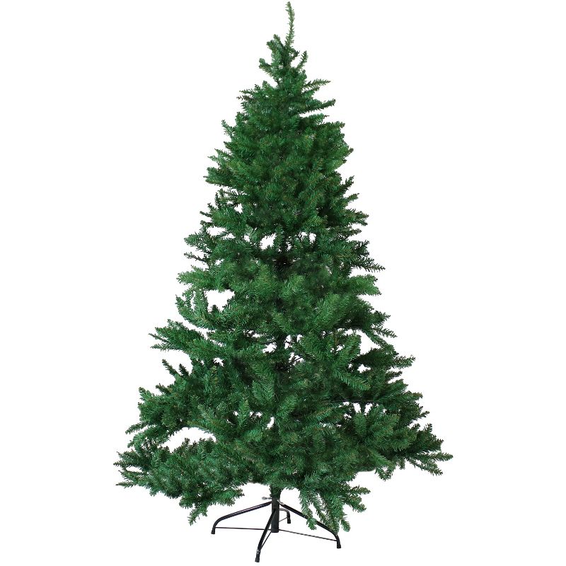 Sunnydaze Indoor Unlit Faux Tannenbaum Slim Evergreen Christmas Tree with Hinged Branches - Green, 1 of 9