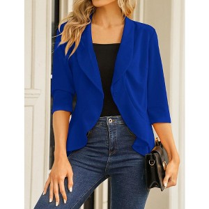 Womens Blazer 3/4 Sleeve Casual Office Business Open Front Suit Jacket Cardigan - 1 of 4