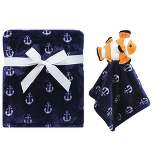 Hudson Baby Infant Boy Plush Blanket with Security Blanket, Clownfish, One Size