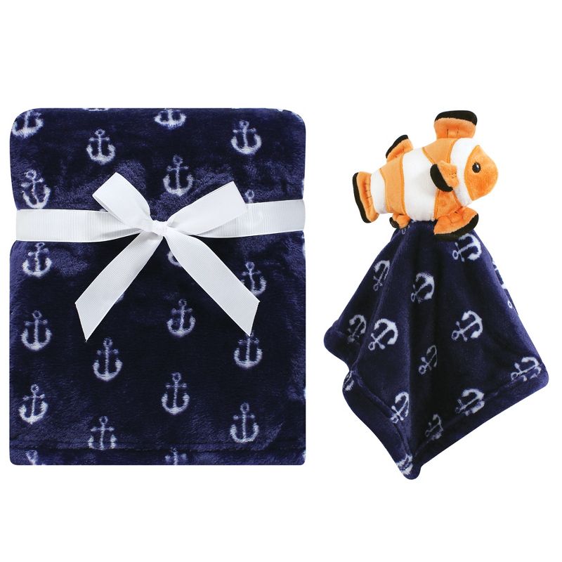 Hudson Baby Infant Boy Plush Blanket with Security Blanket, Clownfish, One Size, 1 of 6