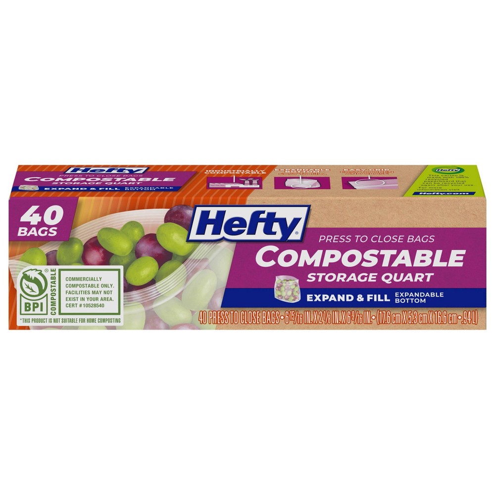 Hefty Compostable Quart Storage Bags - 40ct