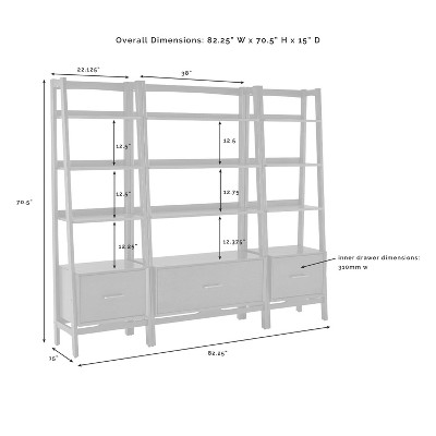 Landon Mid-Century Mahogany 50'' 3pc Etagere Set
