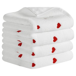 REGALWOVEN Cotton Bathroom Absorbent Heart Pattern Decorative Hand Towel 13" x 29" - 1 of 4