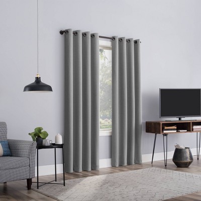 Sterling Gray Polyester Blackout Grommet Curtain Panel