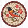 Earth Rugs Wildlife Oriole Round Coaster – 7"x7" Braided Jute with Hand-Stenciled Oriole, Rustic Nature-Inspired Design - 2 of 3
