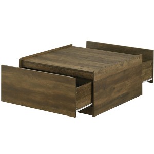 Travon 31.5inW Oak Finish Square Coffee Table with 2 Drawers - 1 of 1