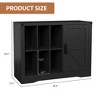 Modern Record Player Stand, Farmhouse Turntable Storage Cabinet with Barn Door, Wooden Vinyl Storage Console for Living Room, Black - 2 of 4