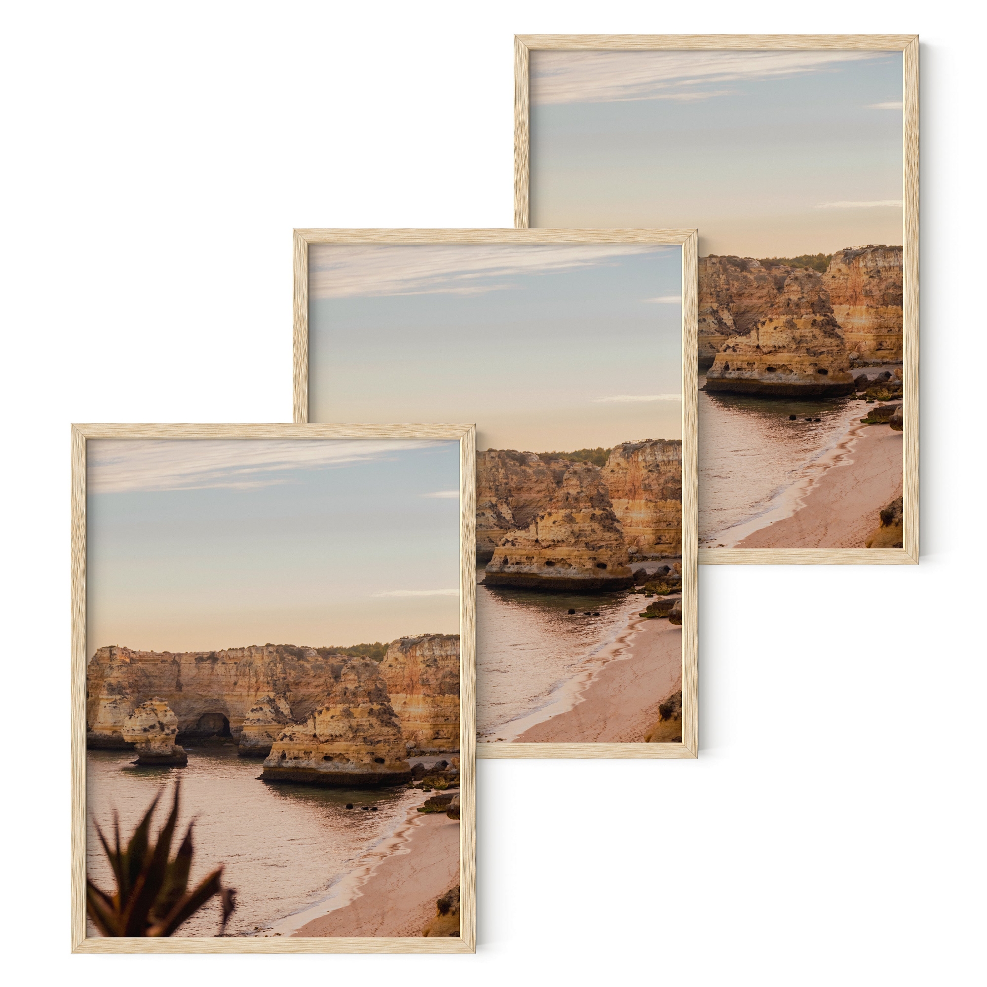 Haus and Hues Set of 3 Picture Frame with Plexiglass Cover, Natural Oak, 12x16