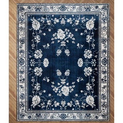 Maxax Non-Slip Machine Washable Blue Cream Area Rug For Living Room, Hallway Runner, Entryway Rug