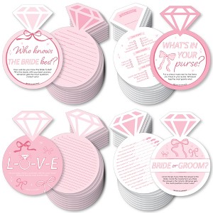Big Dot of Happiness Tying the Knot Bridal Shower Game Pack, Pink Bow Wedding Shower Game Bundle, 4 Different Games - 10 Cards of Each - 1 of 4