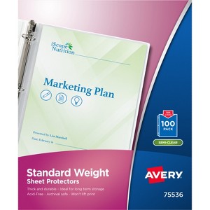 Avery Semi-Clear Standard Weight Sheet Protectors, Top Load, 100 Document Protectors (75536) - 1 of 4