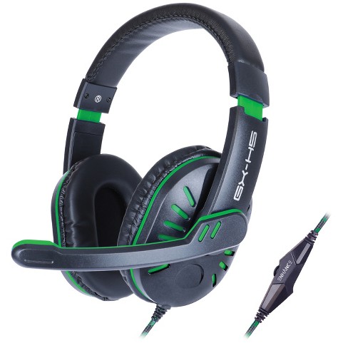 Target Enhance Gx-h5. Headset Gaming And Infiltrate™ Black Stereo : Green, Rotating Microphone, With