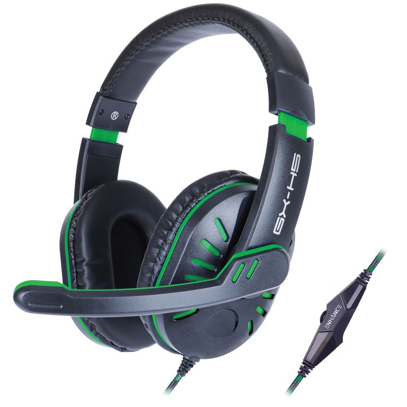 ENHANCE Infiltrate™ Stereo Gaming Headset with Rotating Microphone, Black and Green, GX-H5, 1 of 11