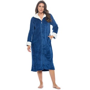 Casual Nights Women's Zip Front Plush Fleece Robe - 1 of 4