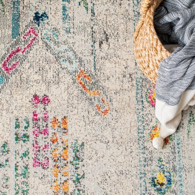 Grey and Blue Hand-knotted Synthetic Area Rug