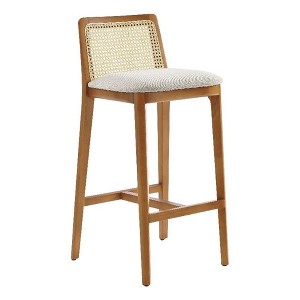 Modway Monarch Wood Bar Stool with Cane Rattan Back and Padded Seat - 1 of 4
