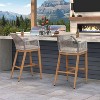 PURPLE LEAF Counter Height  Sunbrella Stools Set of 2 Modern Rattan Wicker with High Back Arms for Outdoor - 2 of 4